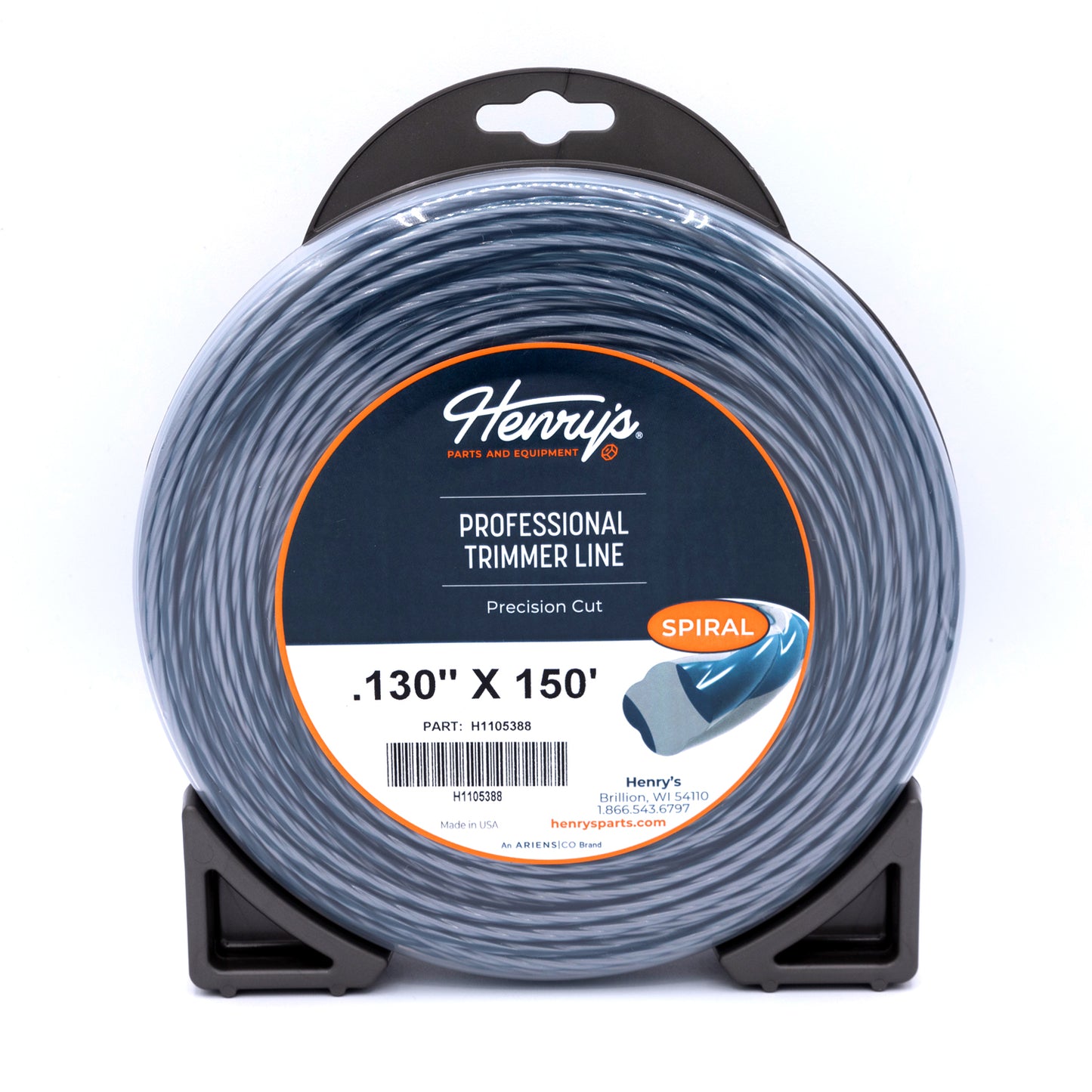 HENRY'S STRING TRIMMER LINE SPIRAL .130 IN X 150 FT LARGE DONUT   H1105388